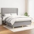 Cama box spring con colchón tela gris claro 140x190