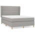 Cama box spring con colchón tela gris claro 140x190