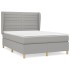 Cama box spring con colchón tela gris claro 140x200