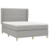 Cama box spring con colchón tela gris claro 140x200