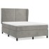 Cama box spring con colchón terciopelo gris claro 140x190