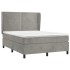 Cama box spring con colchón terciopelo gris claro 140x190