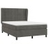 Cama box spring con colchón terciopelo gris oscuro 140x190