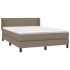 Cama box spring con colchón tela gris taupe 140x190