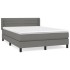 Cama box spring con colchón tela gris oscuro 140x190