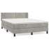 Cama box spring con colchón terciopelo gris claro 140x190