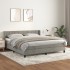 Cama box spring con colchón terciopelo gris claro 160x200