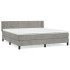 Cama box spring con colchón terciopelo gris claro 160x200