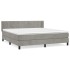 Cama box spring con colchón terciopelo gris claro 180x200