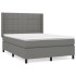 Cama box spring con colchón tela gris oscuro 140x190