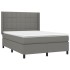 Cama box spring con colchón tela gris oscuro 140x190