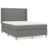 Cama box spring con colchón tela gris oscuro 140x190