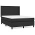 Cama box spring con colchón cuero sintético negro 140x190