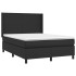 Cama box spring con colchón cuero sintético negro 140x190