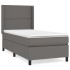 Cama box spring con colchón cuero sintético gris 100x200