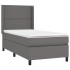 Cama box spring con colchón cuero sintético gris 100x200