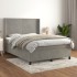 Cama box spring con colchón terciopelo gris claro 140x190