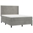 Cama box spring con colchón terciopelo gris claro 140x190