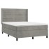 Cama box spring con colchón terciopelo gris claro 140x190