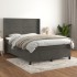 Cama box spring con colchón terciopelo gris oscuro 140x200