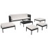 Set muebles de jardín 6 piezas y cojines ratán sintético