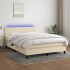 Cama box spring con colchón y LED tela crema 140x200