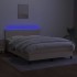 Cama box spring con colchón y LED tela crema 140x200