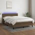 Cama box spring con colchón LED tela marrón oscuro 140x200