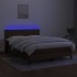 Cama box spring con colchón LED tela marrón oscuro 140x200