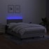 Cama box spring con colchón tela y LED gris claro 120x200