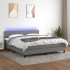 Cama box spring colchón y luces LED tela gris oscuro 160x200