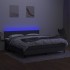 Cama box spring colchón y luces LED tela gris oscuro 160x200