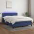 Cama box spring colchón y luces LED tela azul 140x200