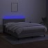 Cama box spring colchón y luces LED tela gris claro 140x190