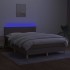 Cama box spring colchón y luces LED tela gris taupe 140x190