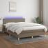 Cama box spring con colchón LED tela gris taupe 140x200