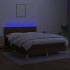 Cama box spring colchón luces LED tela marrón oscuro 140x190