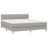 Cama box spring con colchón tela y LED gris claro 160x200