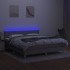 Cama box spring con colchón tela y LED gris claro 160x200