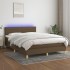 Cama box spring con colchón LED tela marrón oscuro 140x200