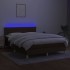 Cama box spring con colchón LED tela marrón oscuro 140x200