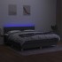 Cama box spring con colchón y LED tela gris oscuro 160x200