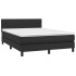 Cama box spring colchón y LED cuero sintético negro 140x190