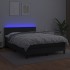 Cama box spring colchón y LED cuero sintético negro 140x190