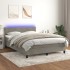 Cama box spring colchón y LED terciopelo gris claro 140x190