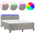 Cama box spring colchón y LED terciopelo gris claro 140x190