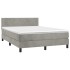 Cama box spring colchón y LED terciopelo gris claro 140x190