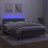 Cama box spring colchón y LED terciopelo gris claro 140x190