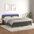 Cama box spring colchón y LED terciopelo gris oscuro 180x200