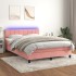 Cama box spring colchón y LED terciopelo rosa 140x190